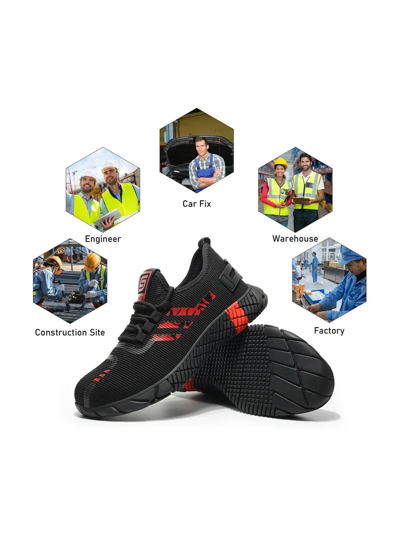 SLIMTA SLIMTA Men Women Safety Shoes Non-Slip Steel Toe Cap Trainers Mesh Breathable Lightweight Comfortable Puncture Proof Industrial Shoes